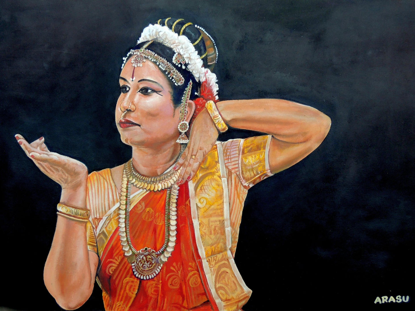 Kuchipudi Dancer Hand Painting original in Canvas, Unramed, 90*56 cm